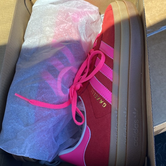 adidas Gazelle Bold Red with Pink Stripes Women's Shoes - Picture 5 of 5